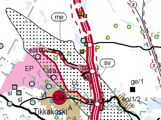 Suunnittelualueen sijainti Kuva 7. Ote maakuntakaavayhdistelmästä Yleiskaava Alueella voimassa oleva Vehniän yleiskaava on hyväksytty kunnanvaltuustossa 29.8.1983 138.