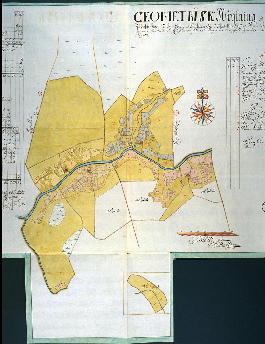 9 Ote vuoden 1680 Claes Claessonin Etelä-Pohjanmaata kuvaavasta kartasta Kauhavan kohdalta