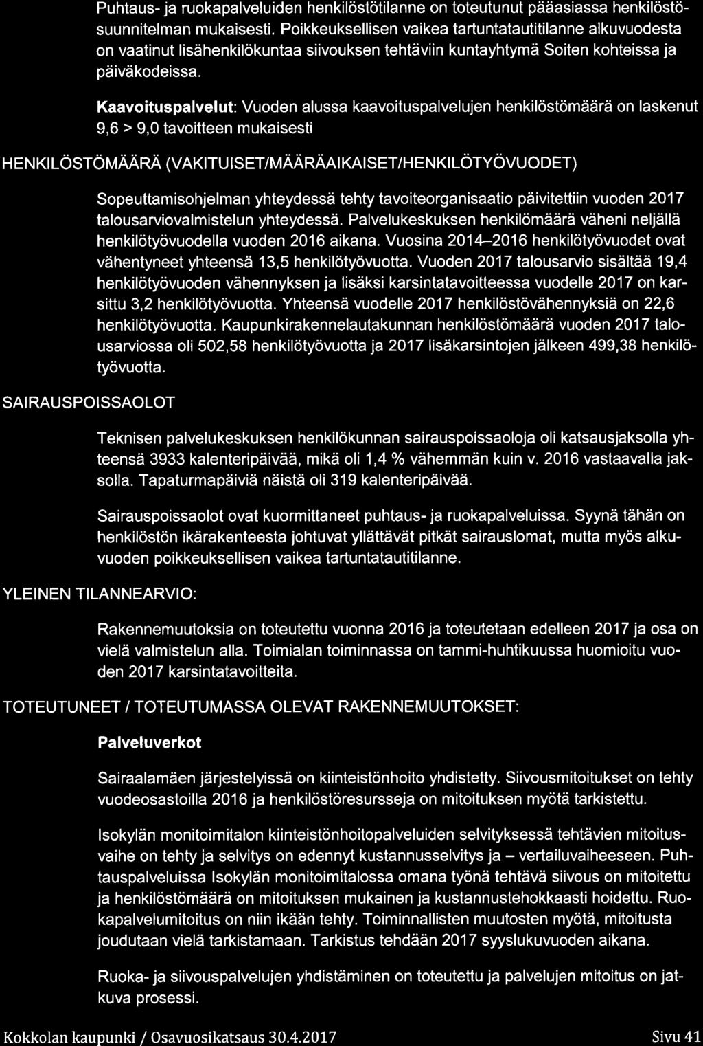 Puhtaus- ja rukapalveluiden henkilöstötilanne n tteutunut pääasiassa henkilöstösuunnitelman mukaisesti.