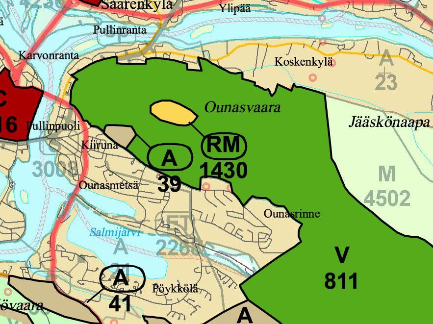 4 Ote maakuntakaavojen yhdistelmästä 3.2 Yleiskaava Suunnittelualueella on voimassa Rovaniemen kaupunginvaltuuston 7.10.2002 hyväksymä oikeusvaikutteinen Rovaniemen yleiskaava 2015.
