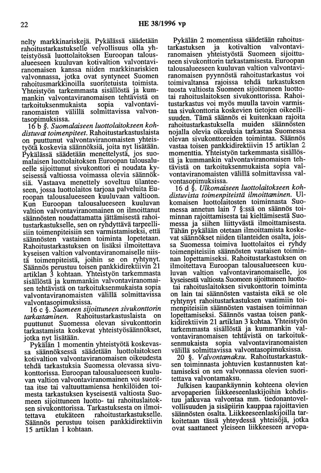 22 HE 38/1996 vp nelty markkinariskejä.