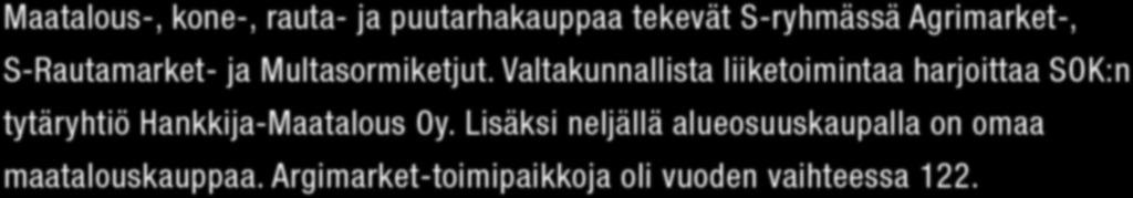 Lisäksi neljällä alueosuuskaupalla on omaa maatalouskauppaa.