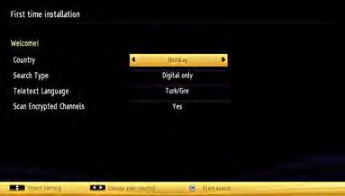 Aerial Installation If you select AERIAL option from the Search Type screen, the television will search for digital terrestrial TV broadcasts.