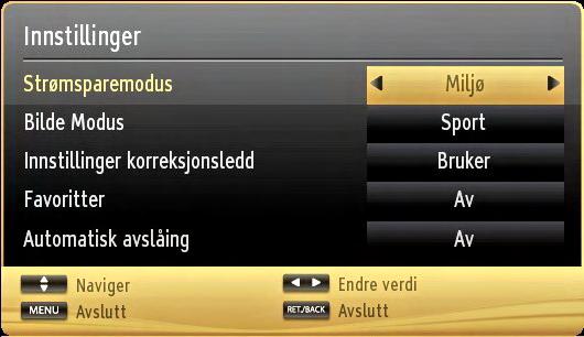 Endre bildestørrelse: Bildeformat Det er mulig å se programmer i ulike bildeformater, avhengig av sending mottatt.