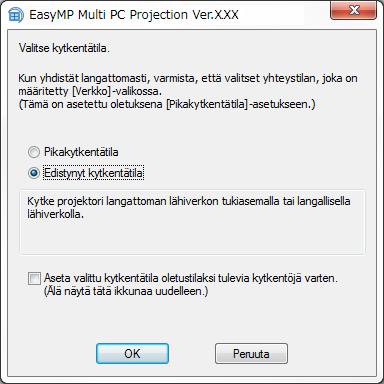 d e He projektori jollkin seurvist menetelmistä. Automttinen hku: Hkee projektori utomttisesti. Mnulinen hku: Hkee projektori määritetyn IP-osoitteen ti projektorin nimen perusteell.