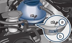 132 Tarkistaminen ja nesteiden lisääminen Dieselmoottori Tilavuus 2,0 l/81 kw TDI CR - EU4 8,4 Varoitus! Muut jäähdytysnesteet voivat heikentää merkittävästi varsinkin korroosiosuojausta.