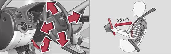 72 Liikkeellelähtö ja ajaminen Liikkeellelähtö ja ajaminen Ohjauspyörän asennon säätäminen Ohjauspyörää ei saa säätää ajon aikana!