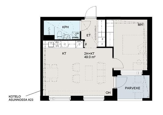 KOTELO ASUNNOSSA A27 1H+ 35,0m 2 49,0m 2