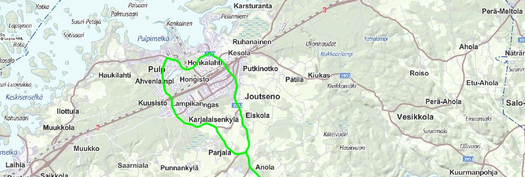 8 Kartat 1 ja 2. Ravattila-Konnunsuo-Kivisaari ja Penttilä-Leppälä-Ravattila linja-autoreitit nykytilanteessa.