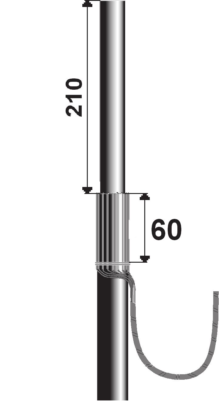 PEM1043FIN 2014-03 3/8 1. Katkaise kaapelit sopivan pituisiksi, jätä riittävästi katkaisuvaraa niin että kosketussuoja kuparilankojen pituus yltää maadoituskiskoon. Puhdista kaapelin vaippa liasta n.