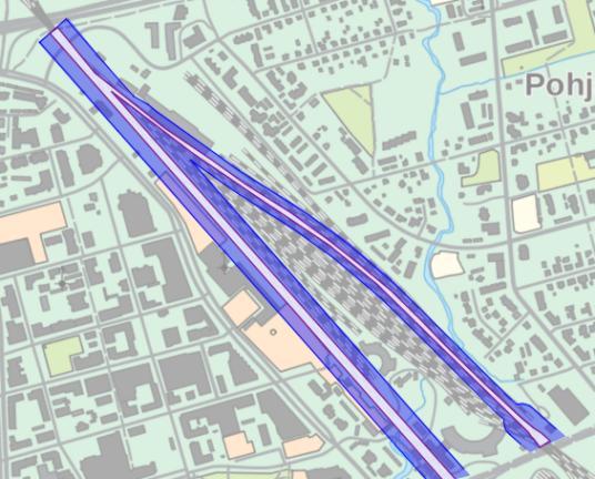 Rajauksen sisään jäävällä alueella maaperän tärinästä ei aiheudu tavanomaisiin rakennuksiin vaurioita, jos liikennetärinä on huomioitu niiden