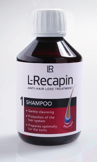 HIUSTENHOITO L-Recapin Shampoo & L-Recapin Tonic 200 ml kummassakin Torjuu perinnöllistä hiustenlähtöä Lisää hiusten tuuheutta Tuotteen tieteellisesti todistettu teho Erityistä hoitoa miehille, jotka