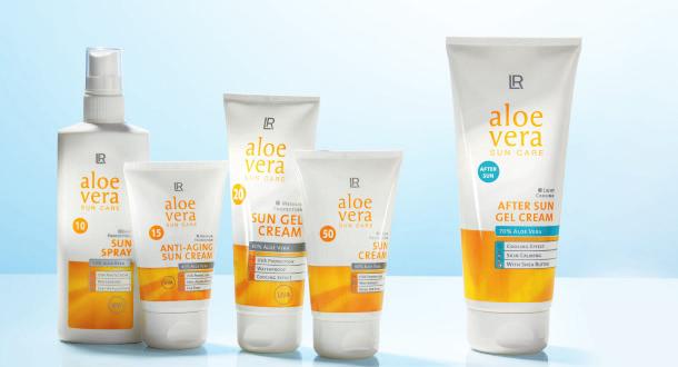 Aloe Vera Sun Care Tämä hoitosarja sisältää: Sun Lotion SPF 30 Sun Gel Cream SPF 20 After Sun Gel Cream Sun Cream SPF 50 Sun Spray active SPF 30 Anti-Aging Sun Cream SPF 20 TIETOA LR:n Aloe Vera Sun