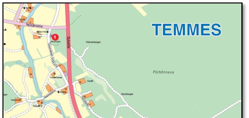 4 TEMMEKSEN TIEALUEIDEN KUNTO Temmeksellä tarkastelussa oli yhdeksän päällystettyä tiealuetta. Näistä yksikään ei ollut hyväkuntoinen.