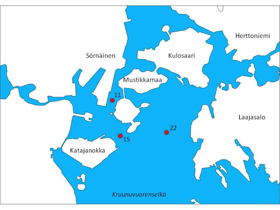 Kuva 1.Laajasalon raideliikenteen ympäristövaikutusten pohjaeläinselvityksen näytepisteet ( ). 3.