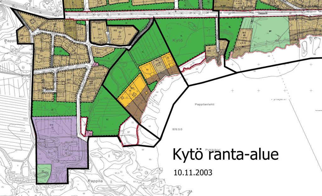 Syrjänharjun-, Kydön-, Häiviän ja Similänkulman osayleiskaavassa pohjoisosan rakennetut alueet on osoitettu alueen käyttötarkoituksen osoittavin merkinnöin.