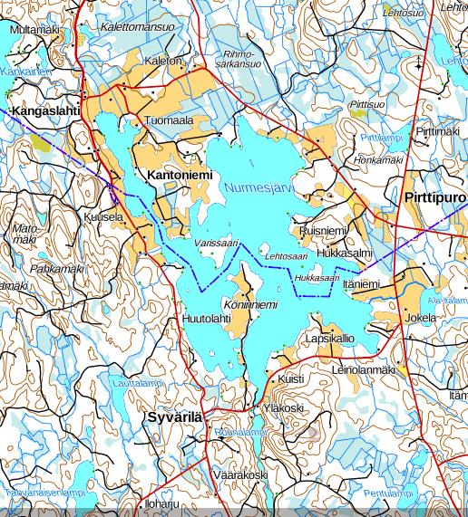 Pohjois-Savo; Nurmesjärven Kangaslahti Rehevä humusjärvi ja sen Kangaslahti on kasvanut paikoitellen melkein umpeen.