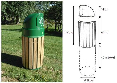 22 UPOKAS-roskasäiliö UPOKAS-ROSKASÄILIÖ UPOKAS-roskasäiliö on tarkoitettu erityisesti uimarannoille, puistoihin, liikuntapaikoille sekä koirapuistoihin.