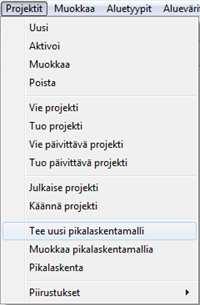 Valitse tilamallit jo lasketusta projektista tai