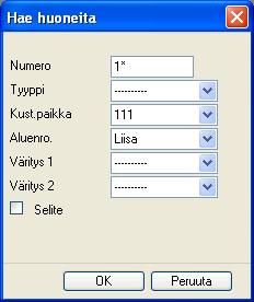 paikka: 111 Aluenumero: Liisa Raporttiin tulostuvat ykköskerroksen tilatiedot, jotka