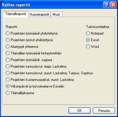 . Valitse projektit ja paina OK.