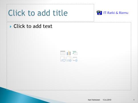 Luo sitten uusi sisältödia valitsemalla New Slide (Uusi dia) -valikoimasta sisältökalvo.