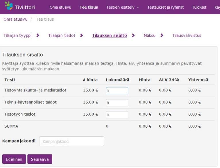 Tilaajan ohje 3 (14) Täytä omat ja organisaation tiedot niille varattuihin kenttiin. Pakolliset kentät on merkitty tähdellä.