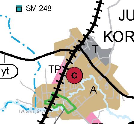 FCG SUUNNITTELU JA TEKNIIKKA OY Selostus 5 (11) 17.5.2017 saha- ja puuteollisuus käyttää kuljetuksissaan myös rautatietä, josta kurottuu pistoraide Korttelin 57 läpi päättyen itäosiin UPM Kymmenen alueelle.
