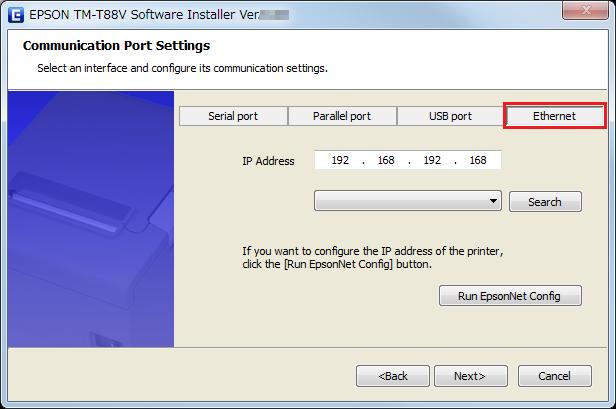 Asennus Kun määrität verkkoasetukset ohjaimen asentamisen jälkeen. Siirry vaiheeseen 7. Huomautus: Kun EpsonNet Config -sovellusta ei ole asennettu, Cannot start EpsonNet Config.