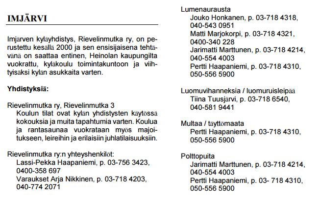 Kylien palveluhakemistot 1/2 - Tarvitaanko?