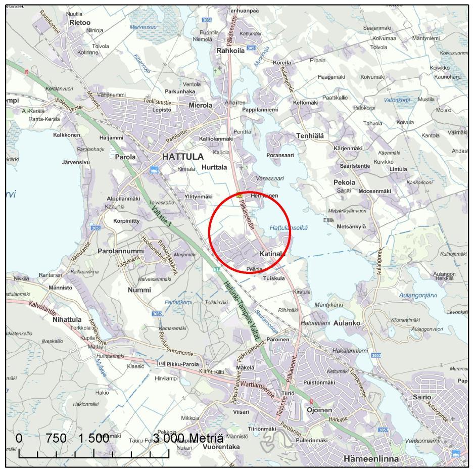 1. JOHDANTO Hattulan kunnan eteläosassa sijaitsevan Katinalan alueella on käynnissä asemakaavoitus. Pälkäneentien molemmin puolin sijaitsevalle selvitysalueelle on suunnitteilla sijoittaa asutusta.