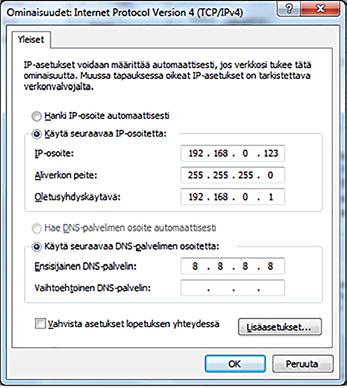 Jos kytkeydyt tehdasasetuksilla olevaan UV-SwingControlvalvontayksikköön, voit käyttää kuvassa näkyviä