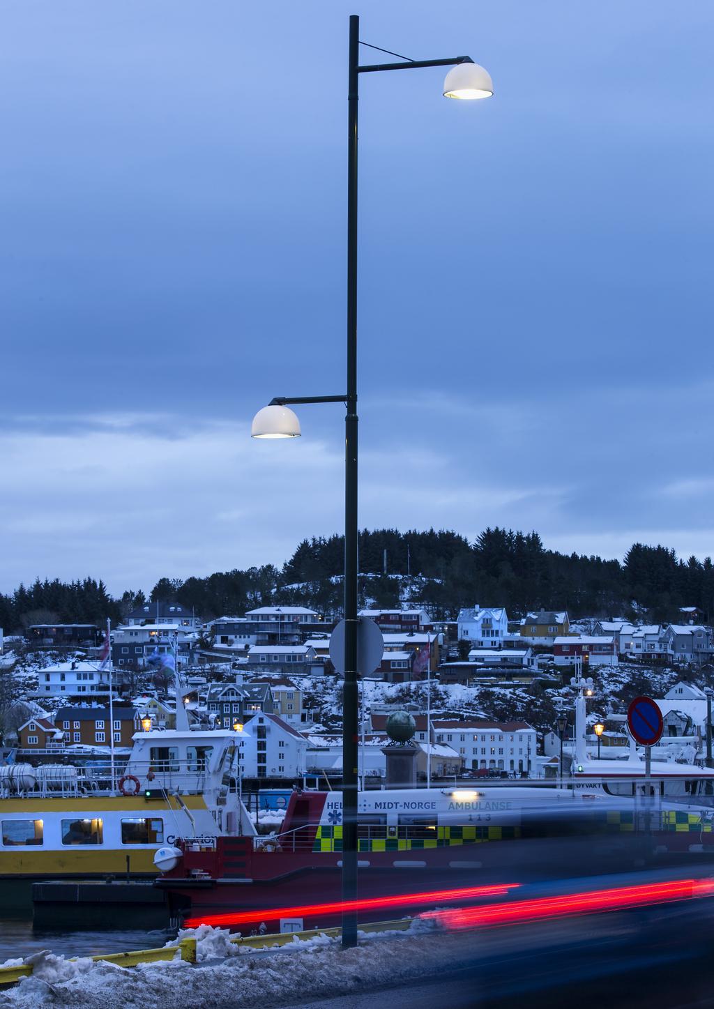 Kristiansundin kunta on valinnut älykkäät ulkovalaisimet kahdesta Philipsin tuoteperheestä: Copenhagen LED ja Iridium3 LED.