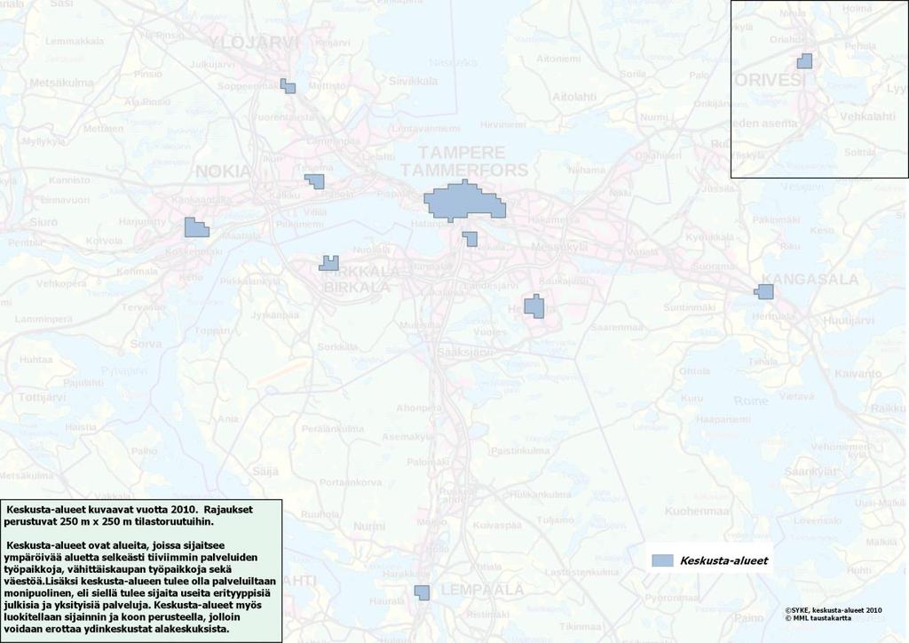 Seudun väestönkasvu vuosina 2013 2015 on painottunut Kangasalan ja Lempäälän osalta vahvasti nauhamaiseen taajamaan.