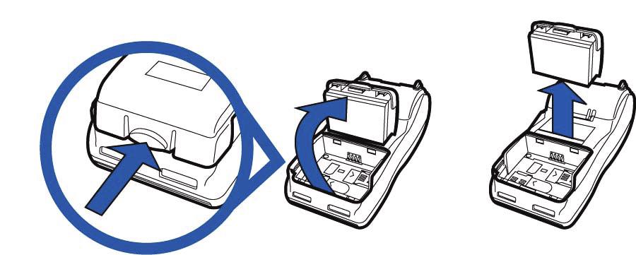 Tämä on akun varaus palkkeina. Kun pääte kiinnitetään virtalähteeseen, alkaa se automaattisesti ladata akkua. Näytön vieressä oleva LED-valo vilkkuu oranssina, kun akku latautuu.