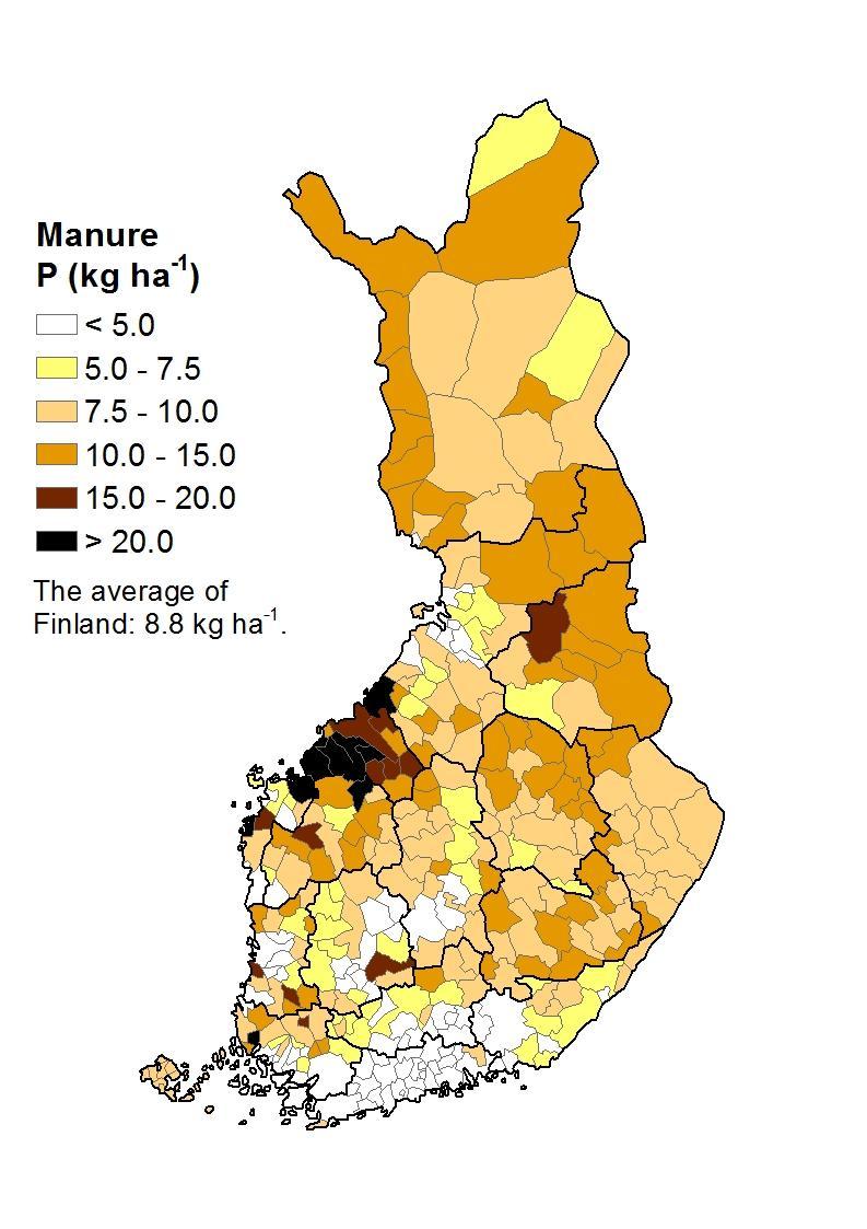 Maidon ja lannan fosforin jakautuminen Suomessa Maito