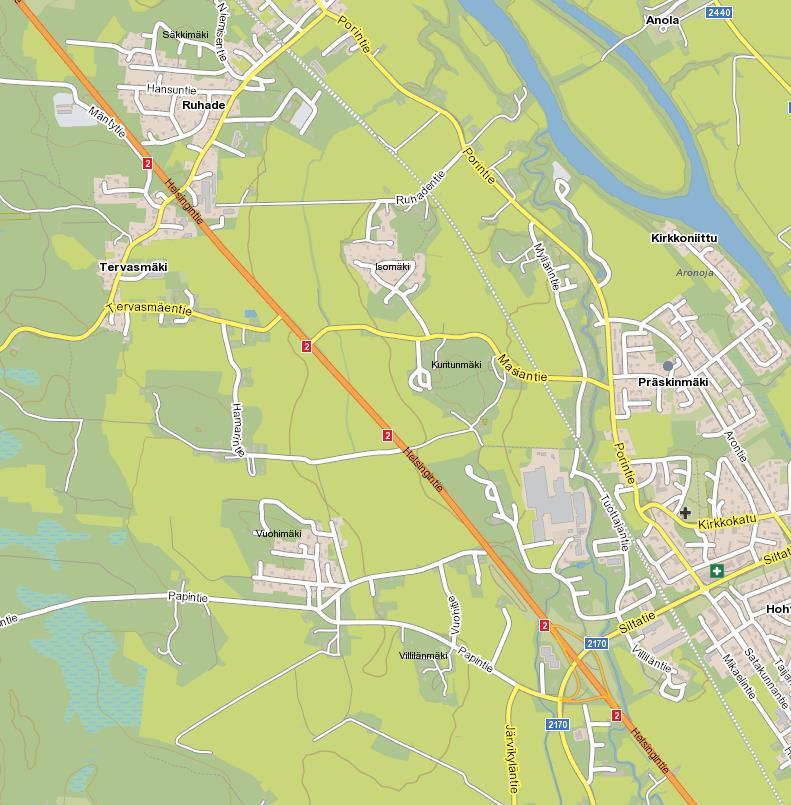 FCG SUUNNITTELU JA TEKNIIKKA OY 8 (18) Kuva 7. Alueen laaja nykyinen tieverkko.