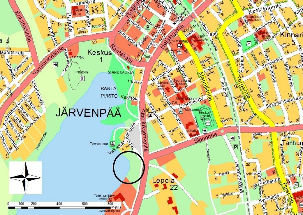 Suunnittelutilanne Alue 11,5 ha Keskus, Lepola Keskustaan 1km Kaupunkikuvan ja järvimaiseman