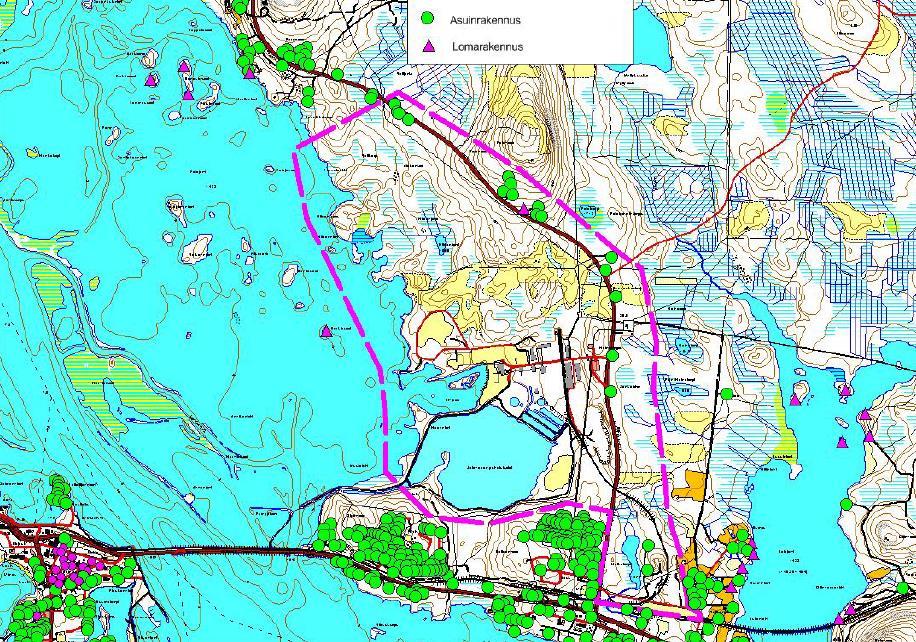 FCG SUUNNITTELU JA TEKNIIKKA OY Kaavaselostus 10 (94) 2.2 Asutus ja palvelut Kemijärven keskustaajamaan on matkaa noin 3 km.