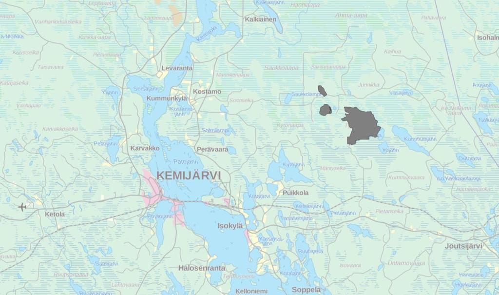 FCG SUUNNITTELU JA TEKNIIKKA OY Kaavaselostus 25 (94) 2.7.5 Luonnonsuojelukohteet Lähin Natura 2000 -alue Tynnyriaapa (FI1300402, SCI) sijaitsee noin 8,5 km päässä kaava-alueen itäpuolella.