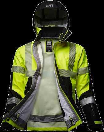 HELLY HANSEN WORKWEAR 2017 71172 ICU SHELL JACKET Kainaloissa vetoketjulliset ilmanvaihtoaukot YKK -vetoketju Kolmikerroksinen kangas Lenkki henkilökorttia varten Heijastavat yksityiskohdat Vyötärön