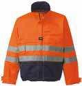 HUOMIOVAATTEET 76271 BRIDGEWATER JACKET 265 EN ISO 20471 ORANGE/NAVY 369 EN ISO 20471 YELLOW/CHARCOAL X 87% Polyester, 13% Cotton - 315 g/m² Contrast color: 65% Polyester, 35% cotton - 275 g/m² 369