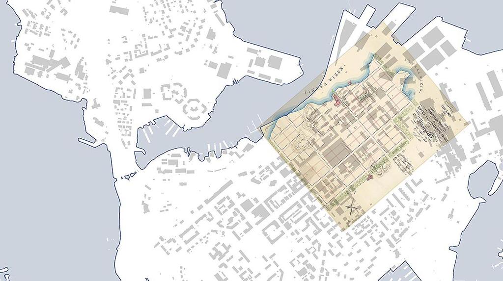 Linnoituskaupungin satama sijoittui suojaisaan Kotkansaaren koillisosaan nykyisen Kantasataman alueelle. Sen viereen rakennetun varuskunnan kasarmit ulottuivat ketjuna Isonpuiston pohjoiskulmaan.