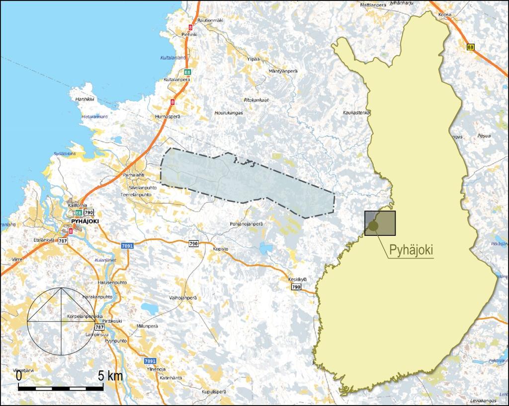 1 SUUNNITTELUN LÄHTÖKOHDAT 1.1 Suunnittelualue Suunnittelualue sijaitsee Pyhäjoen kunnan Parhalahden alueella noin kahdeksan kilometrin etäisyydellä Pyhäjoen keskustasta.