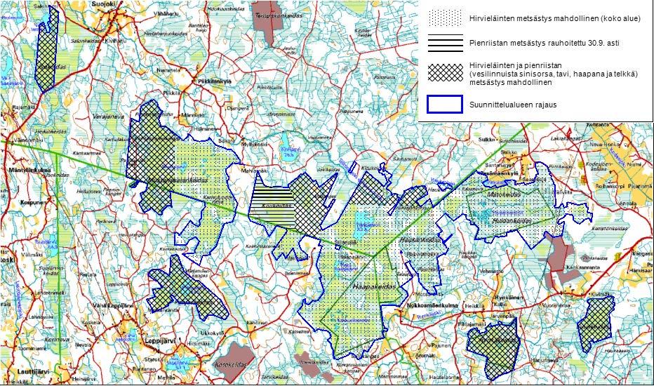 Kuva 12. Haapakeitaan metsästyslinjaukset.