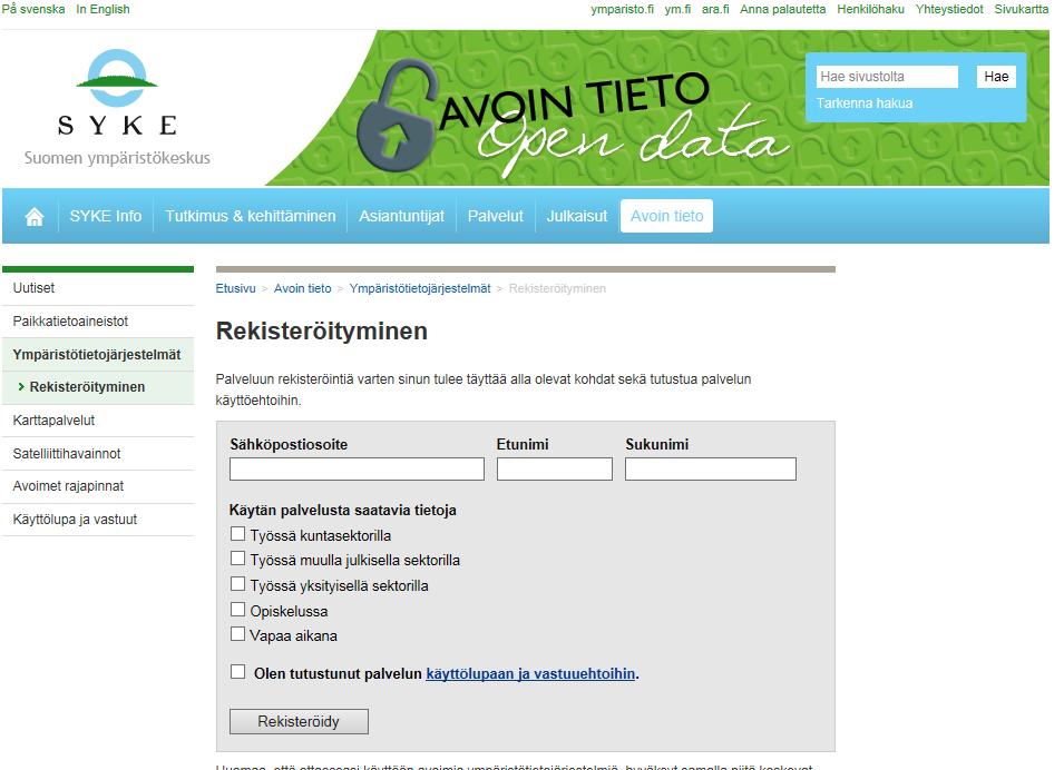 Avoin tieto-palvelu on