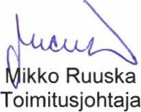 54 Tilinpäätöksen ja toimintakertomuksen allekirjoitus Kauhavalla, 27. päivänä tammikuuta 2017 wmu Raimo Ahokas Avain Säästöpankin hallitus (A Marja Kivioja.+i harlaq.a.0 Virpi Syväjärvi M ar kku Tyynisrt1j a Erkki Laide Jukka Peltola Tilinpäätösmerkintä Suoritetusta tilintarkastuksesta on tänään annettu kertomus.