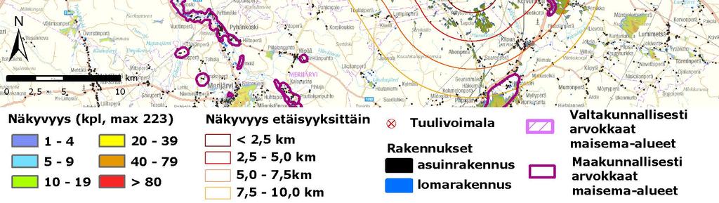 Näkymäalueanalyysi kaikille seitsemälle