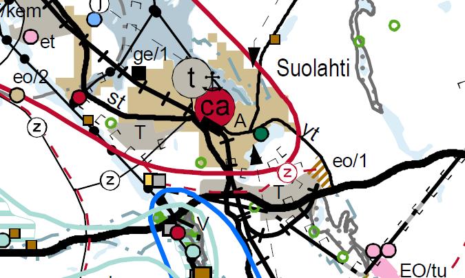 5 KUVA 1. Ote Keski-Suomen maakuntakaavayhdistelmästä, suunnittelualueen likimääräinen sijainti osoitettu punaisella nuolella.