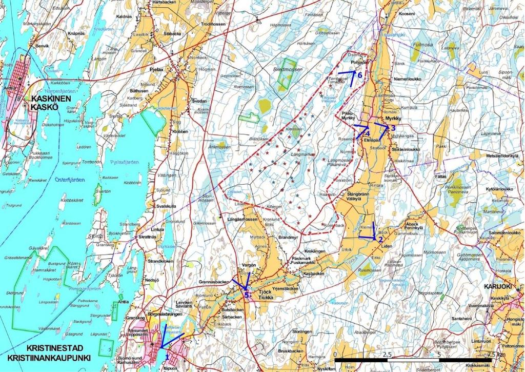 Liite A: Valokuvasovitteet Kuvasovite on koostettu valokuva, johon suunniteltujen tuulivoimaloiden kuvat on sijoitettu tietokoneohjelman avulla hyödyntämällä tiettyjä koordinaatteja ja korkeusarvoja.